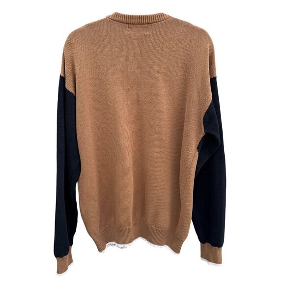 La Mode Active Sportswear Vintage Mens V-Neck Argyle Brown Knit Grandpa Sweater - Picture 7 of 12